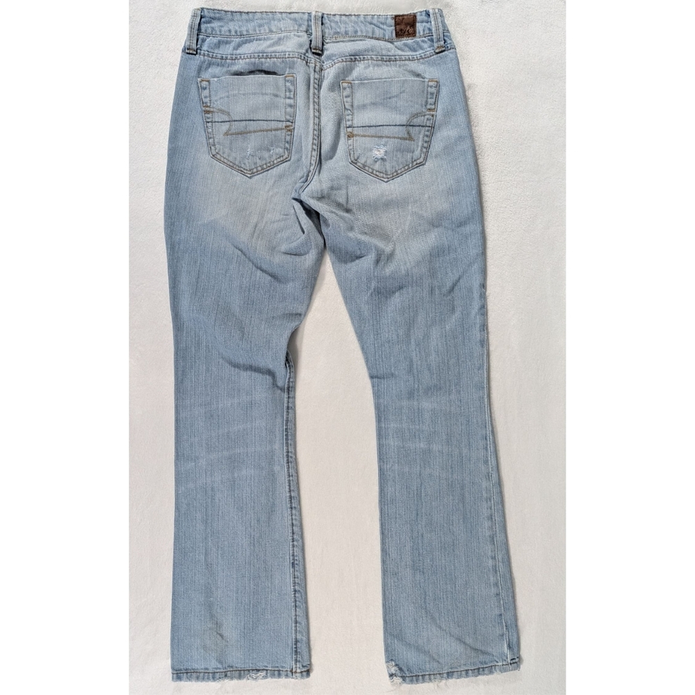 ❤️ American Eagle True Boot Distressed 100% Cotton Size 0 Short Light Wash - Picture 6 of 14